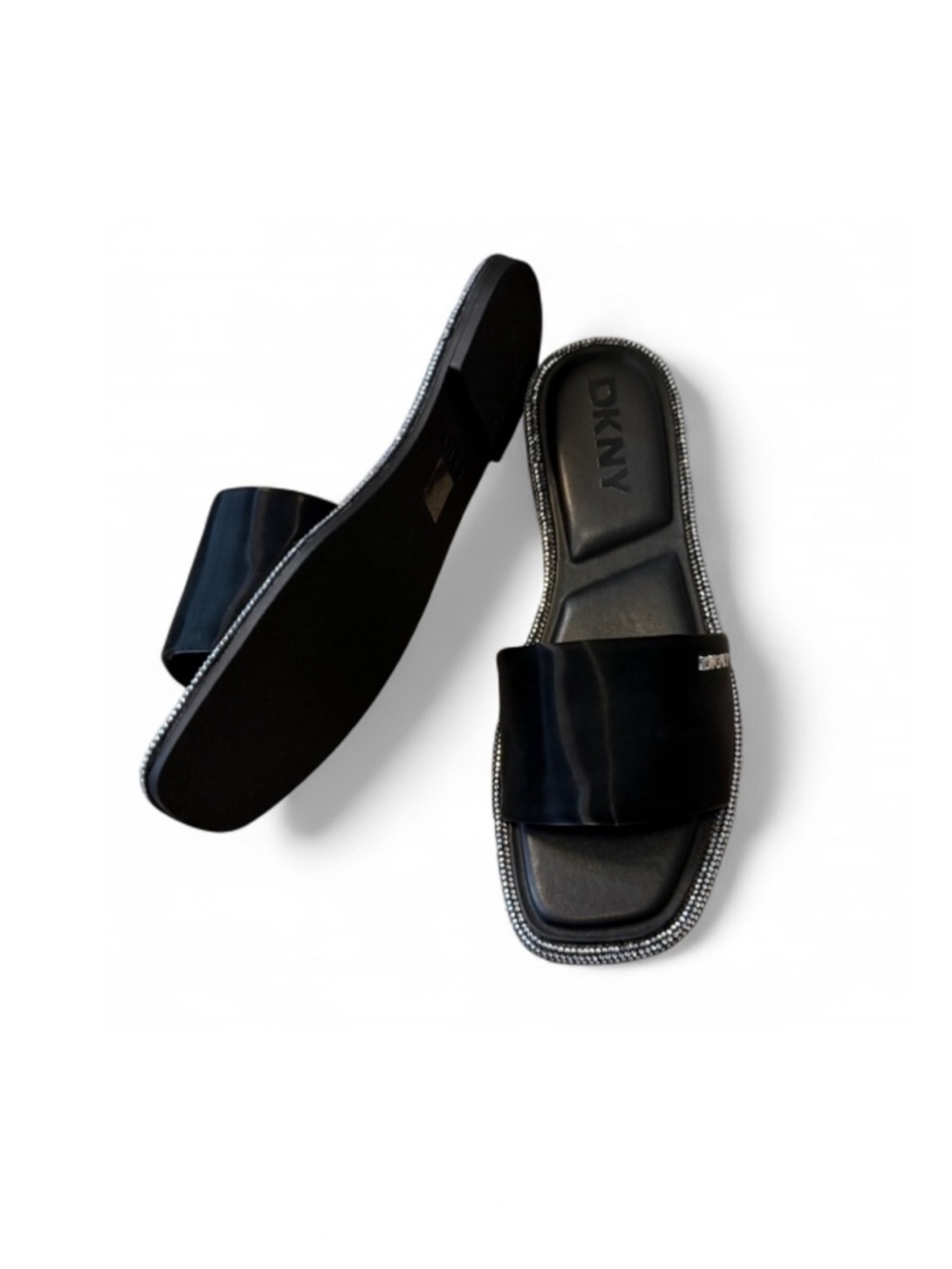 DKNY‎ Black Slide Rhinestone Embellished Sandals